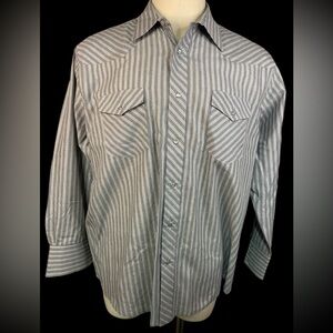 Wrangler Western Shirts Men's Striped Gray with Metallic Silver Shirt 2XL